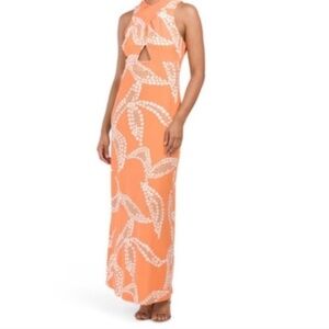 RACHEL Rachel Roy Orange Halter Cutout Maxi Sundress
